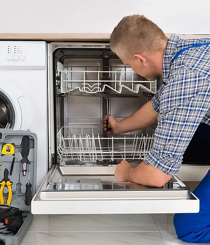 Man working on dishwasher